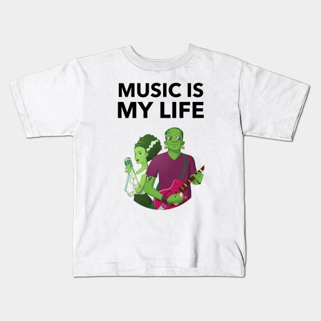 Music Is My Life Kids T-Shirt by Jitesh Kundra